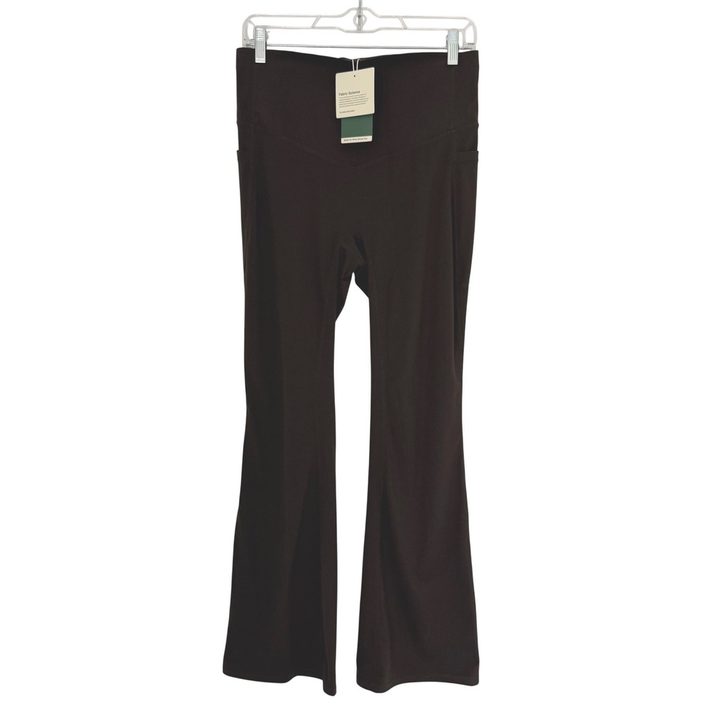 NWT Halara UltraSculpt High Waisted Crossover Flare Leggings Brown Pockets Large